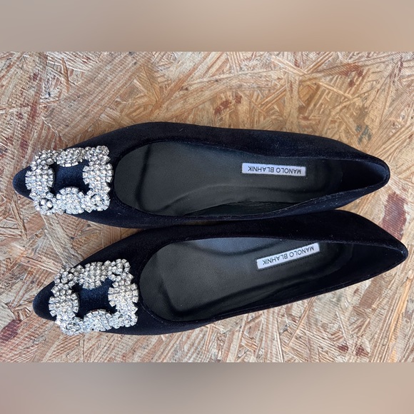 Manolo Blahnik velvet crystal embellishment Ballet flats - Picture 2 of 4